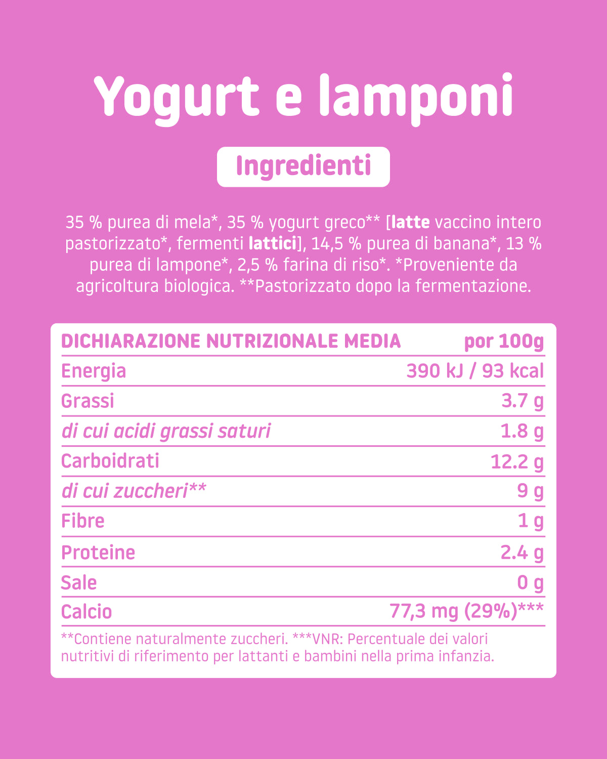 Pouch yogurt e lamponi