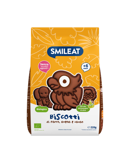 Biscotti biologici di farro, avena e cacao