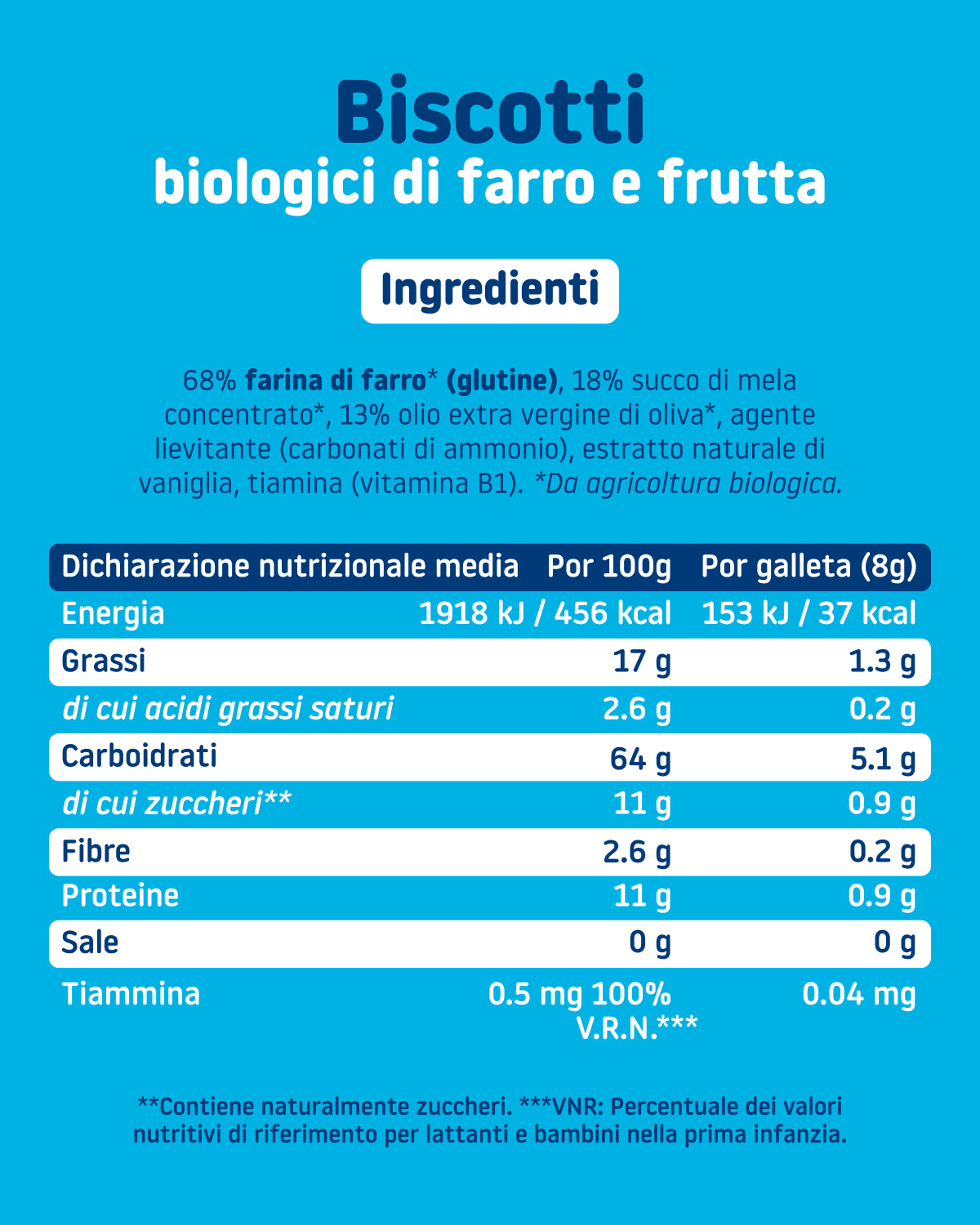 Biscotti biologici di farro e frutta