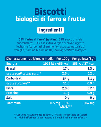 Biscotti biologici di farro e frutta