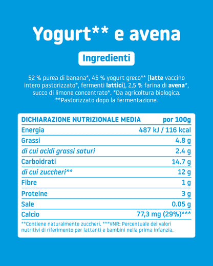 Pouch yogurt e avena