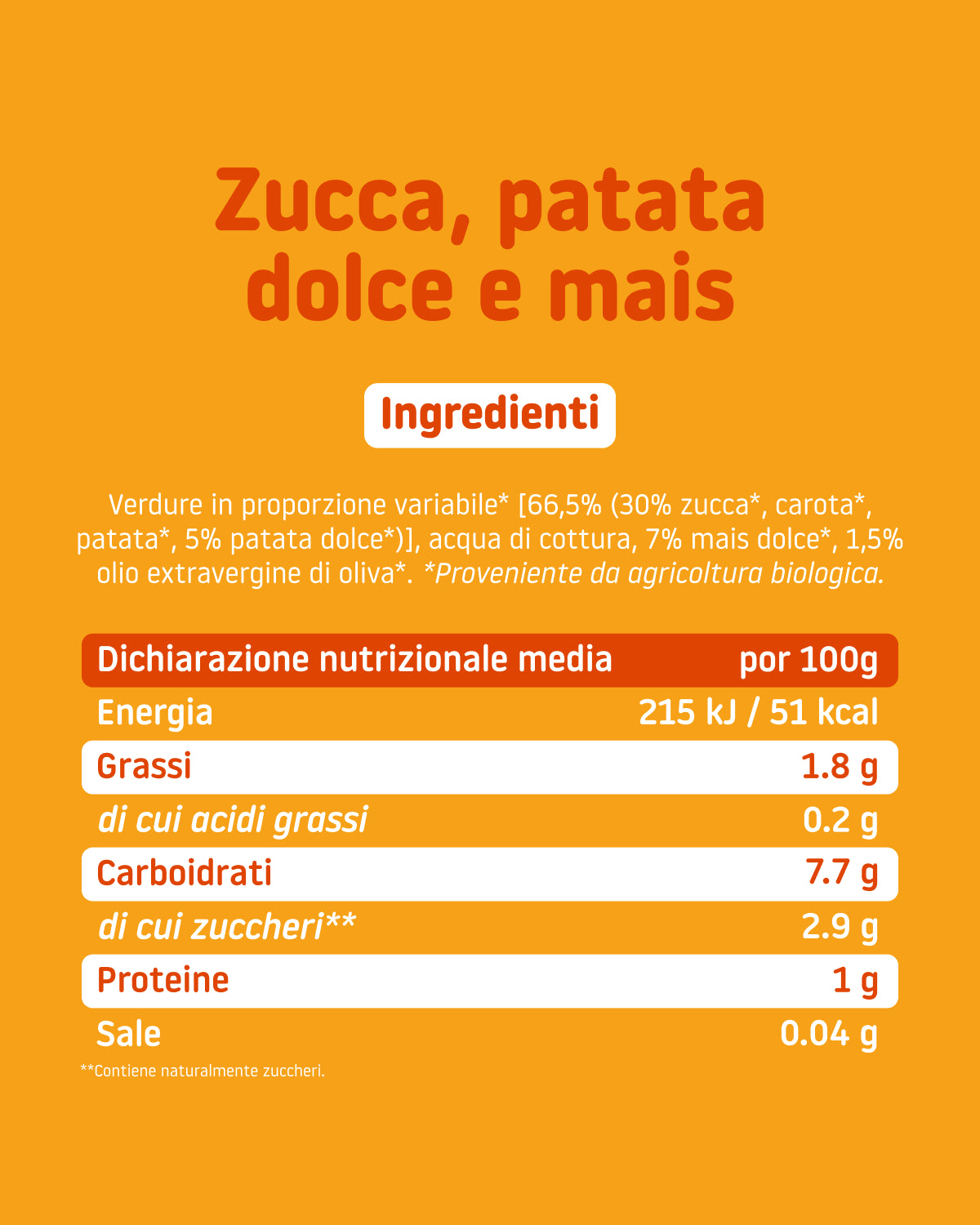 Pappa Pronta Zucca, Patata Dolce e Mais 190g