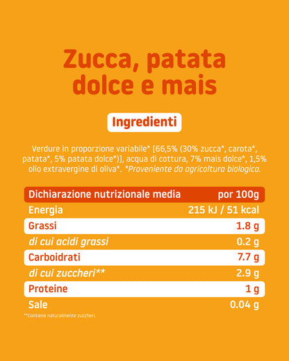 Pappa Pronta Zucca, Patata Dolce e Mais 190g