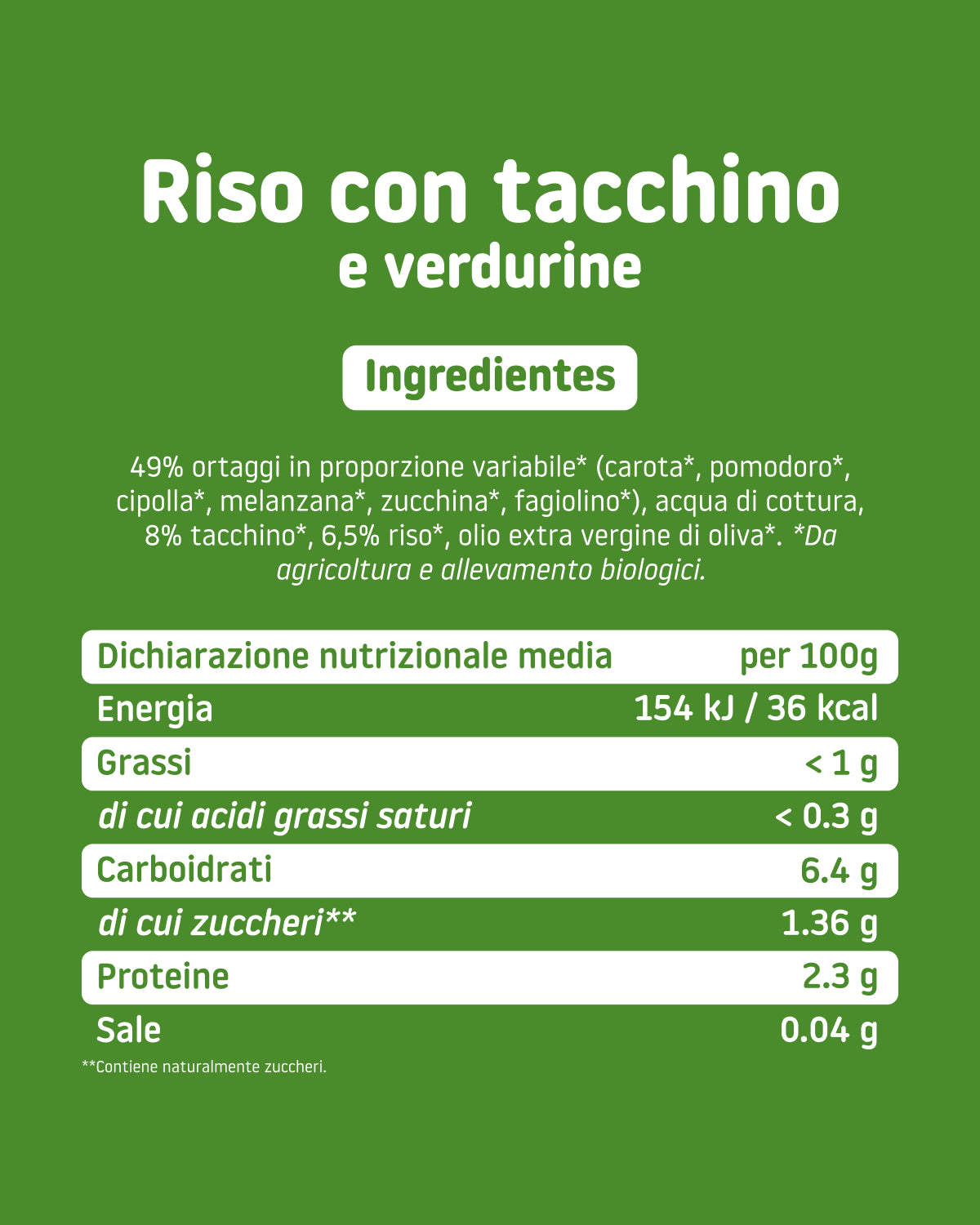 PE-ZZE-TTI-NI Riso con Tacchino e verdurine 220g